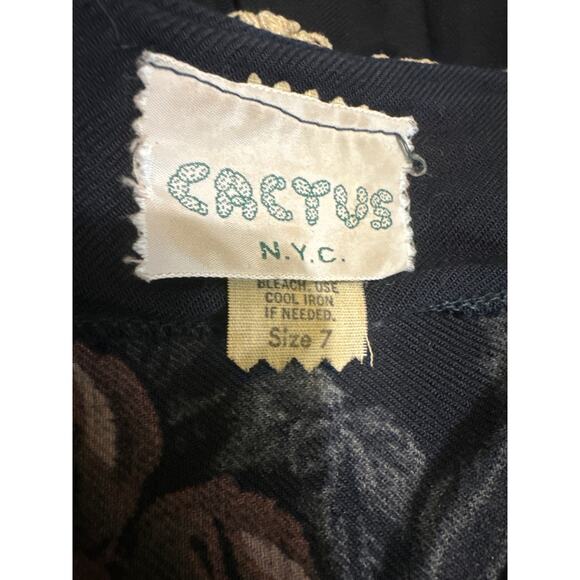 Vintage Boho Cactus N.Y.C Label Crochet Black Hippie Floral Pink Dress size 7 - Picture 13 of 13